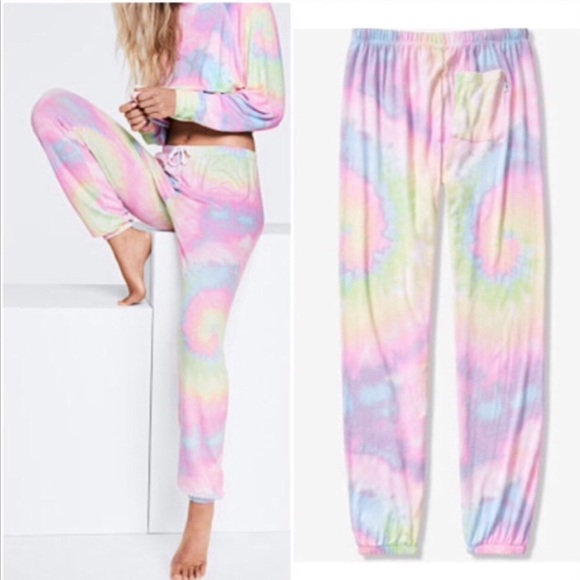 PINK Victoria's Secret Pants - VS PINK COZY TIE DYE RAINBOW JOGGER ~L